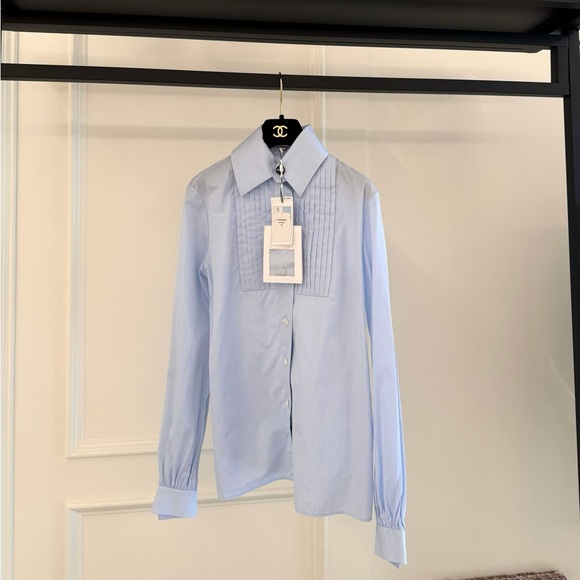 Authentic CHANEL Sky Blue Shirt - Picture 2 of 6
